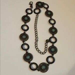Blue Turquoise and Bronze chain belt.